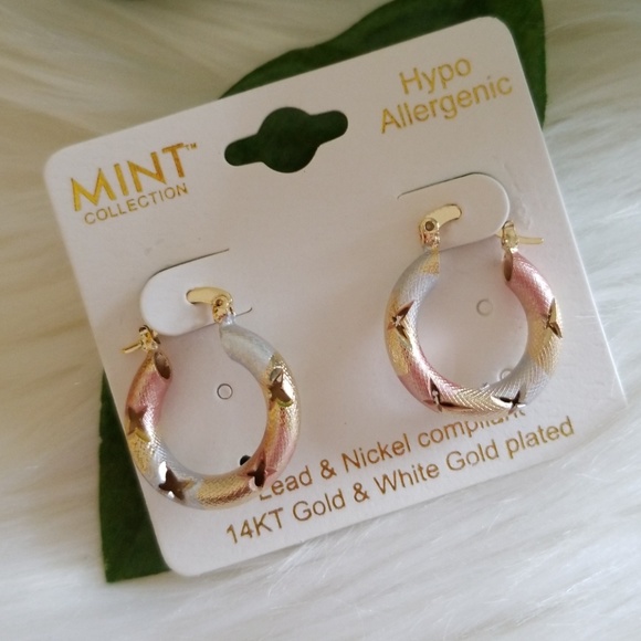 Mint Collection 14KT Gold Plated Hoop Earrings - Picture 2 of 2